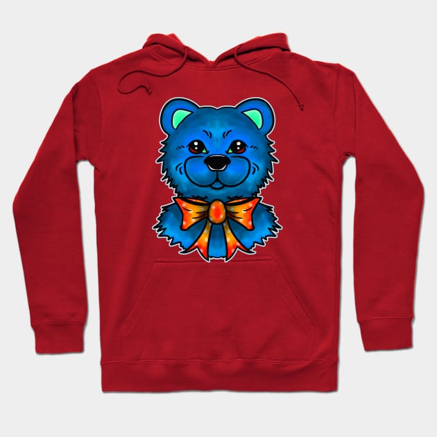 Blue Bear & Tie Dye Tie Hoodie by TaliDe